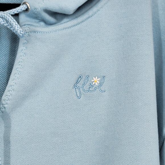 For Love and Lemons VS Baby Blue Cropped Oversized Hoodie Sweatshirt Size XL - Picture 5 of 8